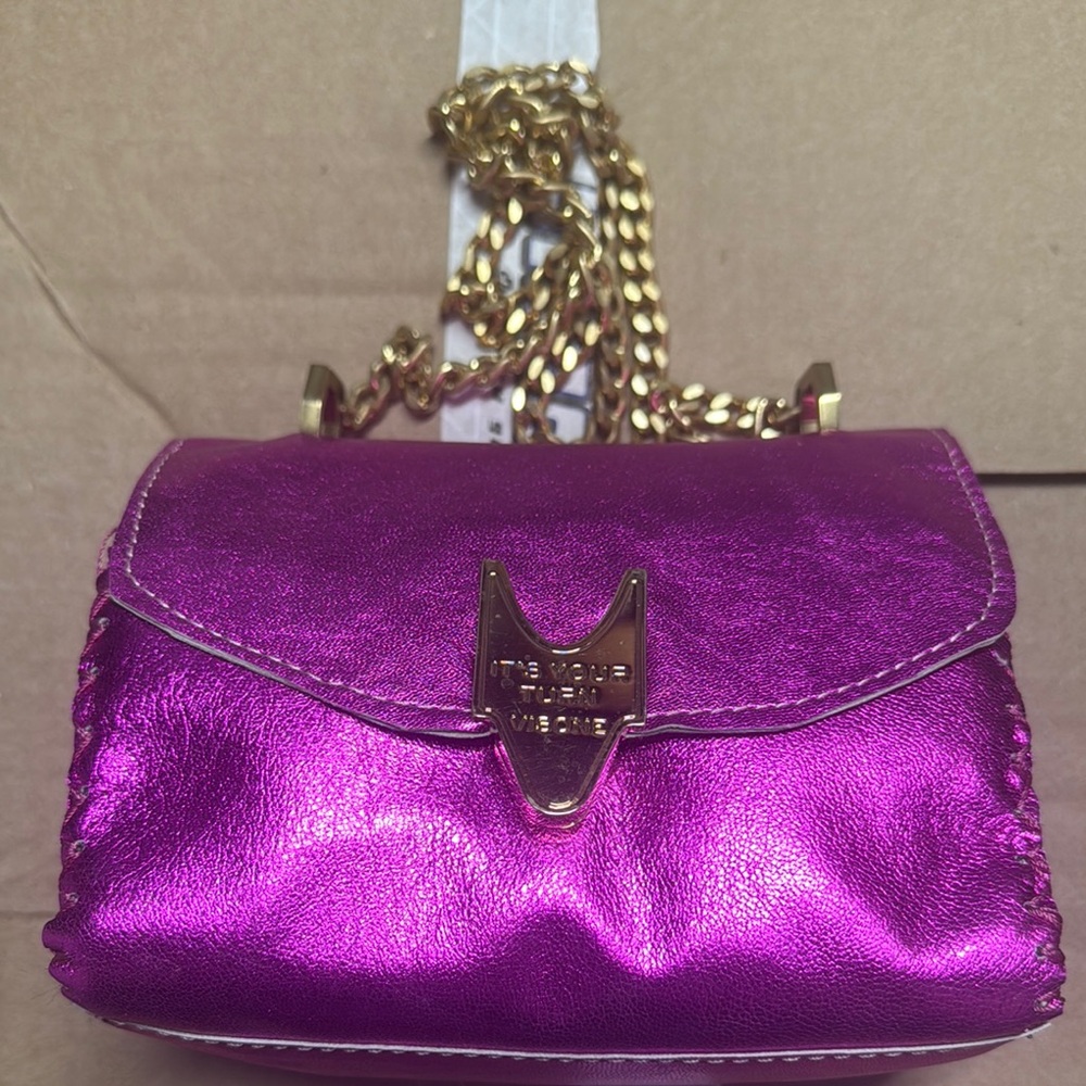 Italian Shoemakers Pink and Gold Mini Bag with Metallic Finish